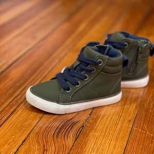 High top army green toddler shoes. Cat & Jack